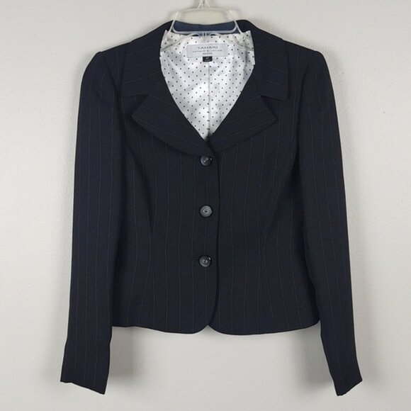 Tahari ASL Blazer Suit Jacket Separates Pinstripe Black White Career Academia 2P - Picture 1 of 8